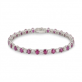 White Gold Ruby & Diamond Line Bracelet White Gold Ruby & Diamond Line Bracelet